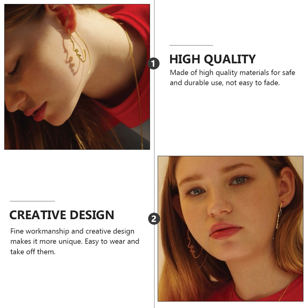 1 Pair Abstract Face Shaped Earrings Fashion Ear Jewelry Temperament Ear Studs