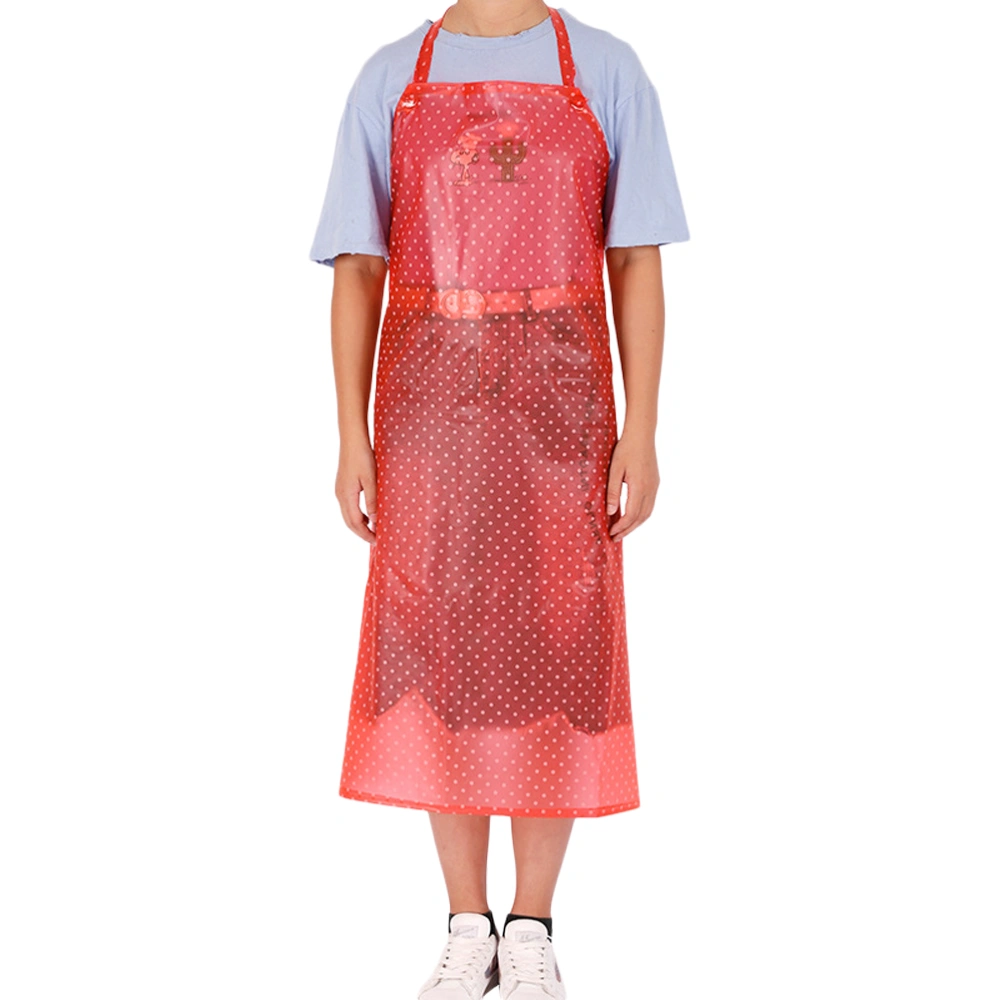 1pc Oil-proof Apron Sleeveless Pinafore Waterproof Save-all Transparent PVC Apron Cooking Supply Red