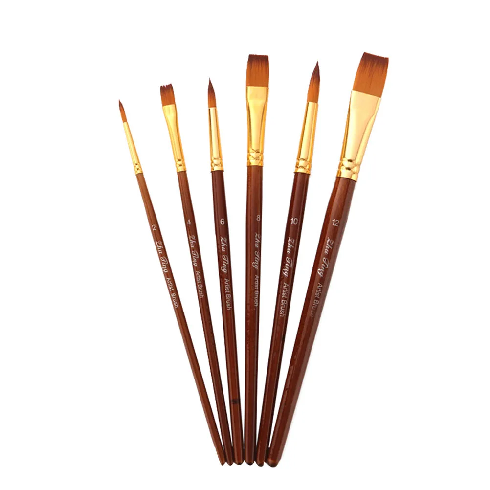 6pcs Paint Brushes Set Professional Nylon Brush Drawing Painting Art Supplies