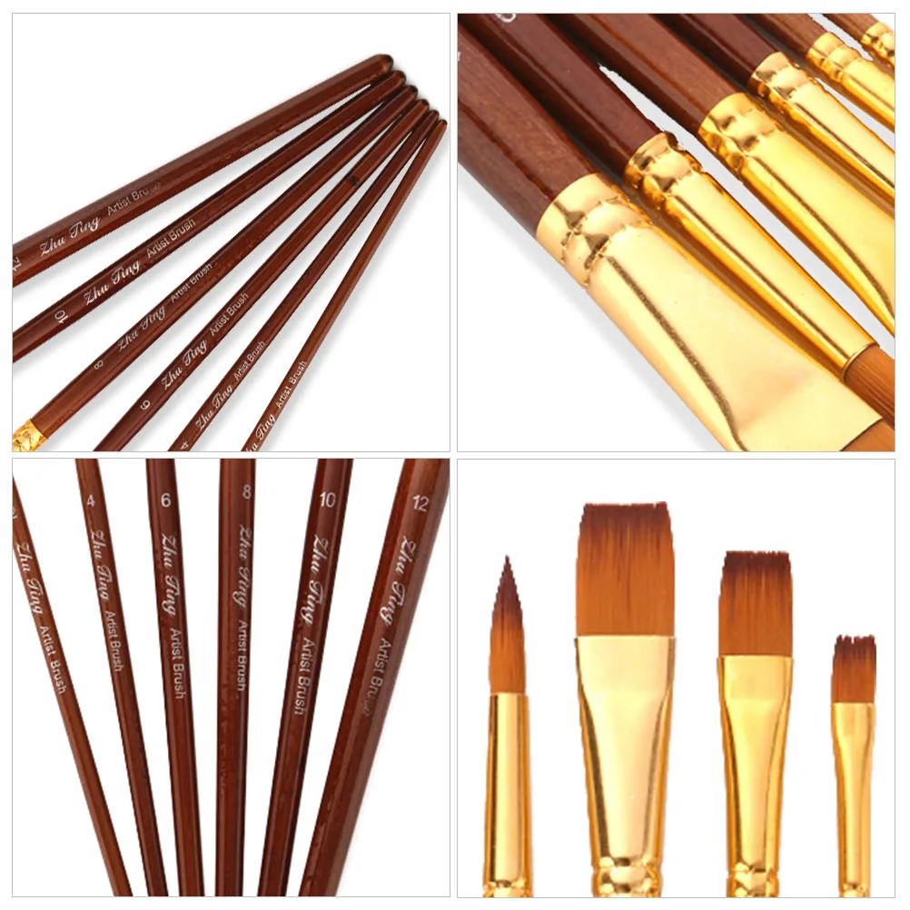 6pcs Paint Brushes Set Professional Nylon Brush Drawing Painting Art Supplies