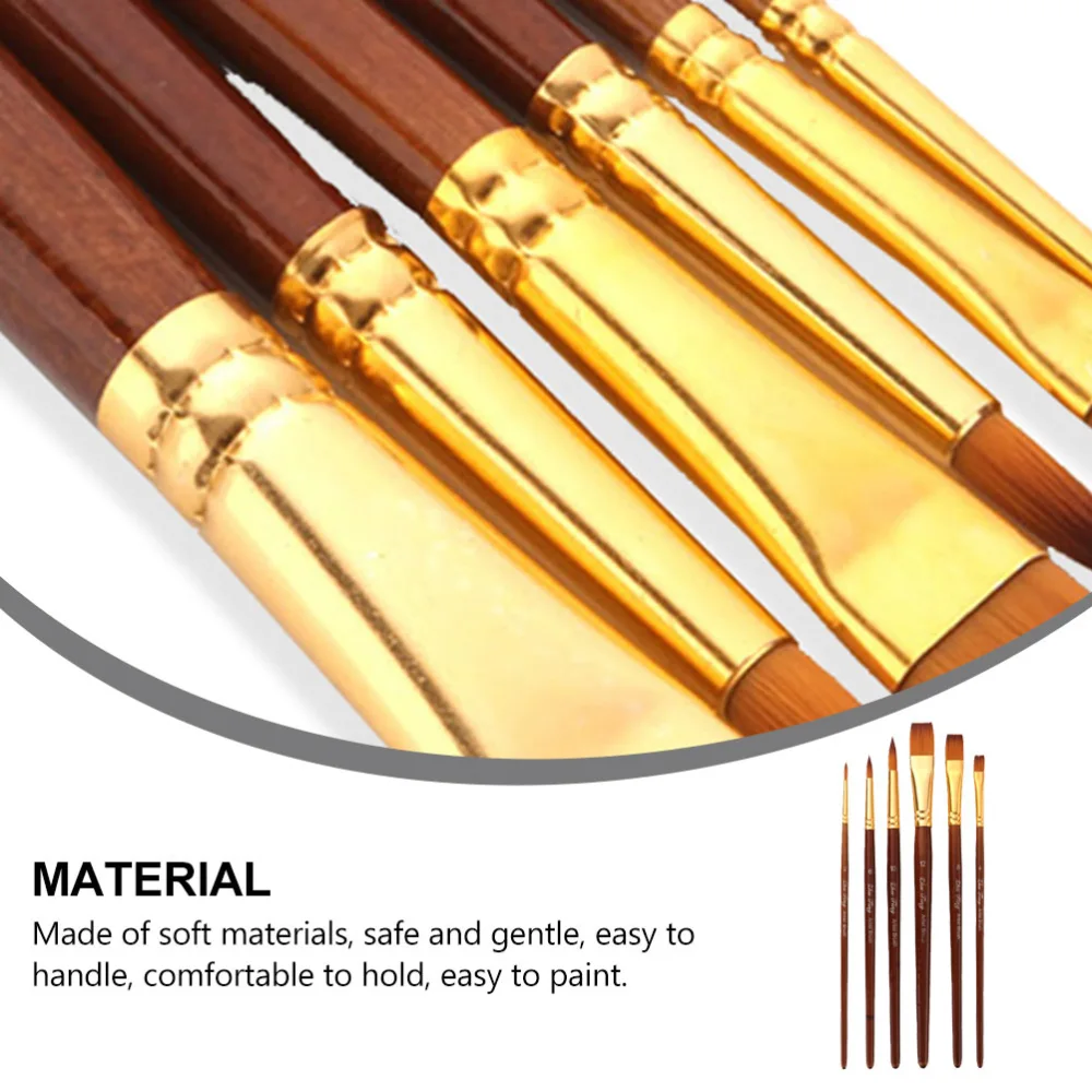 6pcs Paint Brushes Set Professional Nylon Brush Drawing Painting Art Supplies