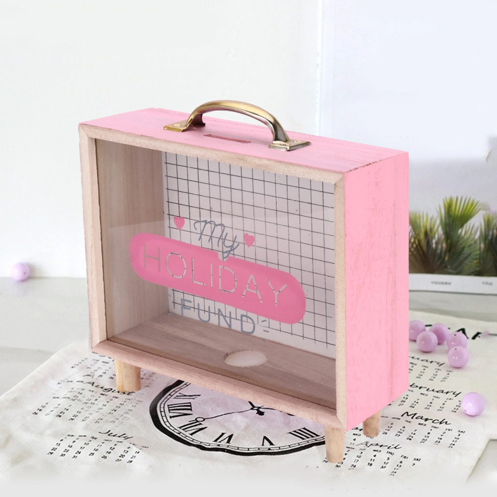 Desktop Decoration Piggy Bank Wooden Storage Case Coin Box Chic Storage Box