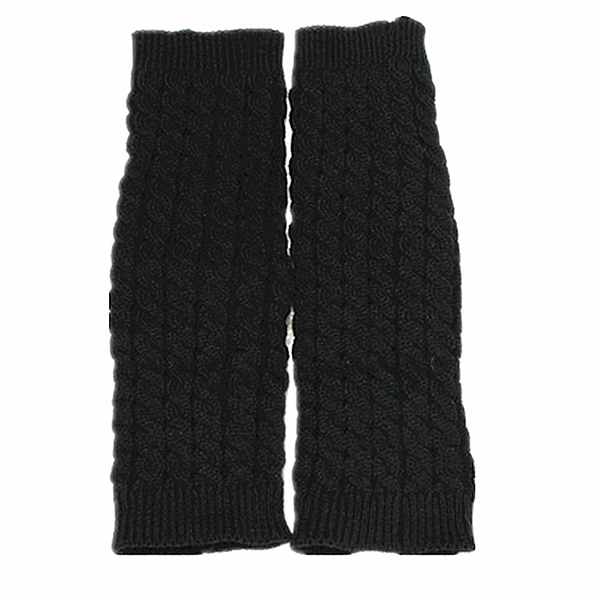 Pair of Women Lady Knee High Knit Crochet Leg Warmers Socks (Black)