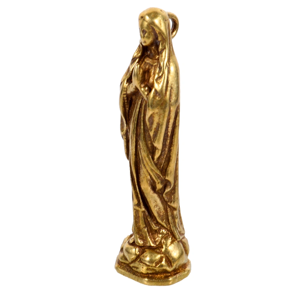 Antique Virgin Mary Key Chain Pendant Statue Keychain Brass Pendant (Golden)