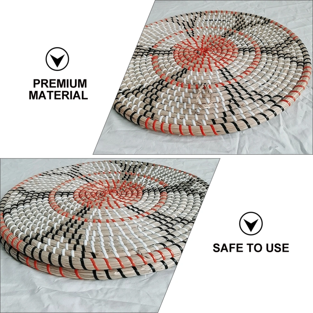 1Pc Hand Woven Straw Placemat Anti-Slip Table Mat Household Wall Hanging (280g)