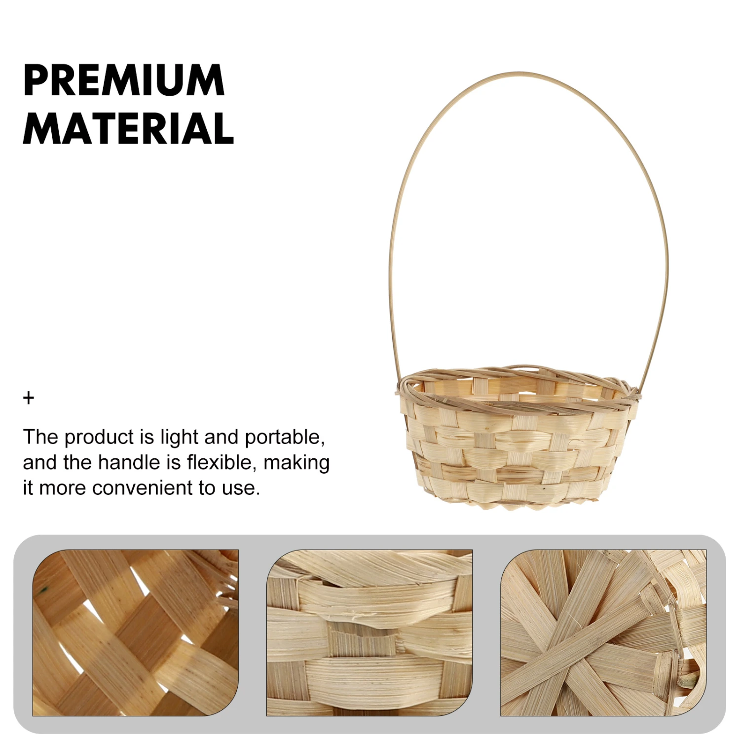 4pcs Bamboo Weaving Picnic Basket Practical Flower Holder Home Storage Basket
