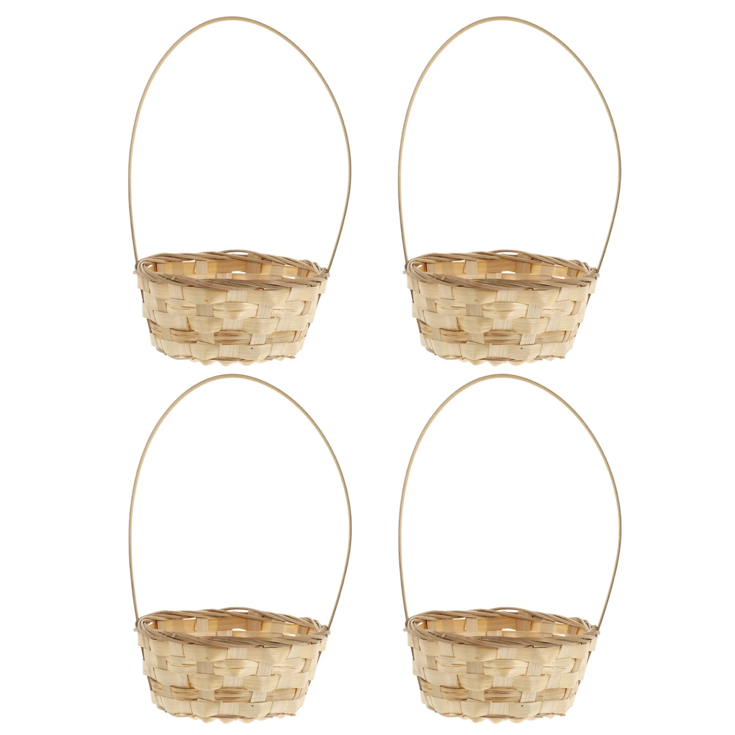 4pcs Bamboo Weaving Picnic Basket Practical Flower Holder Home Storage Basket