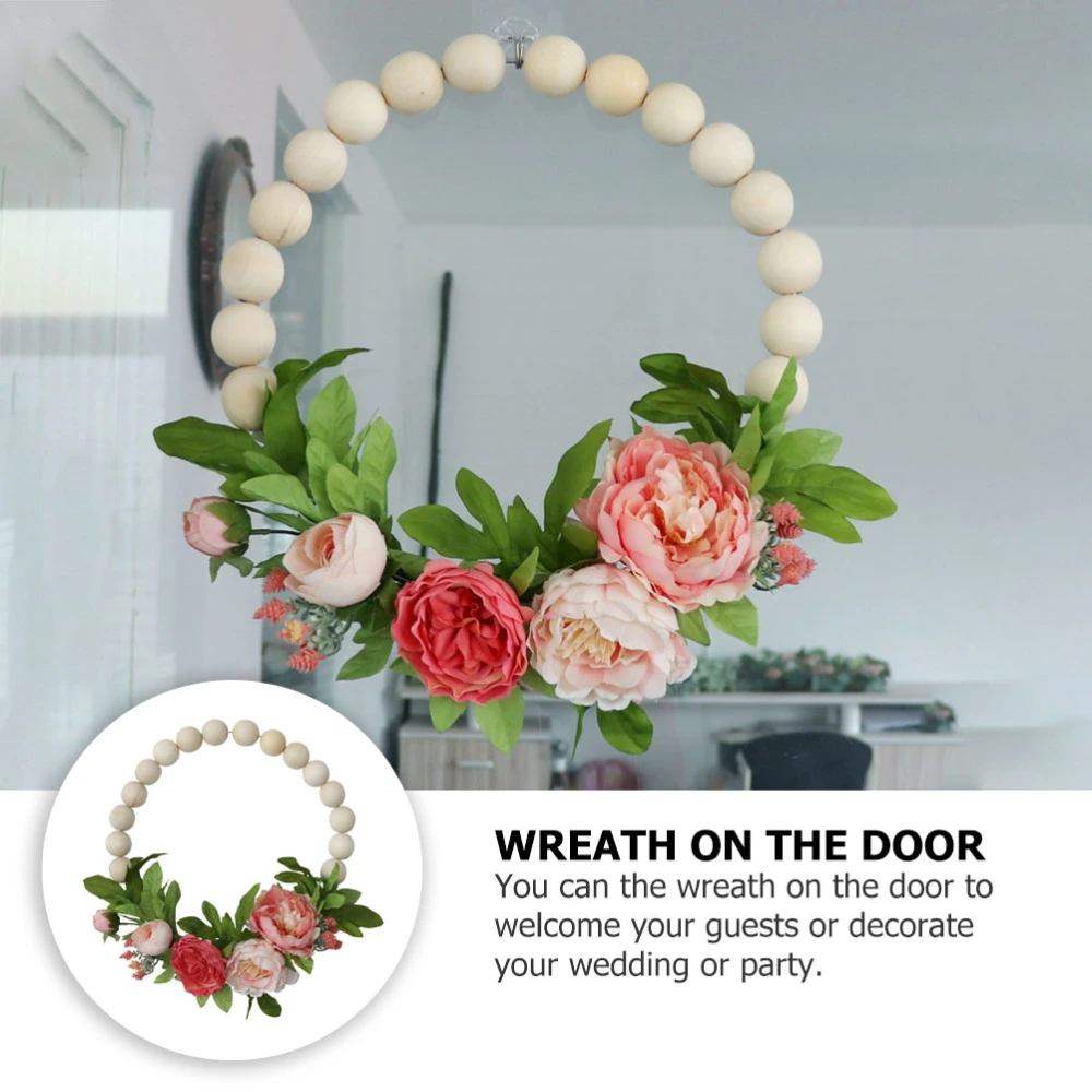 1Pc Emulation Peony Wood Beads Wreath Creative Wedding Garland Home Wall Decor