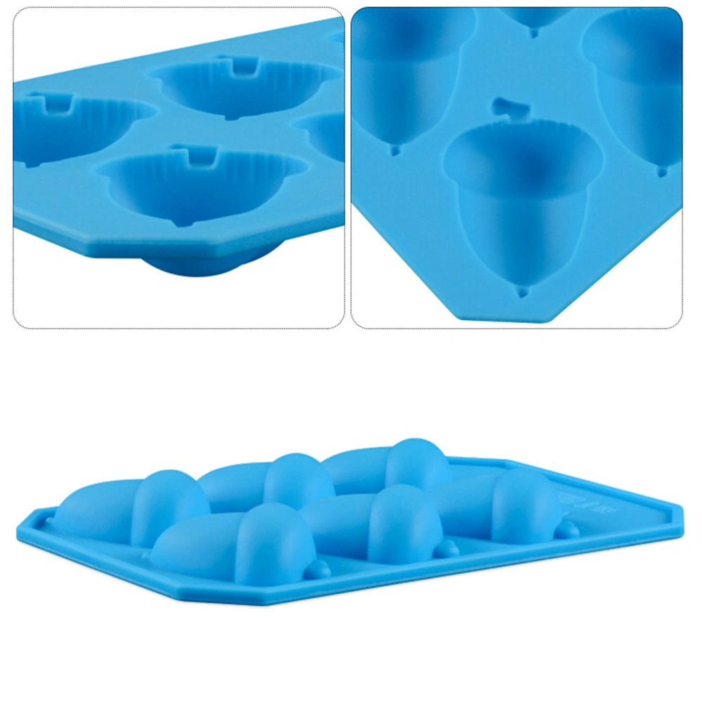 6 Cell Silicone Acorn Pine Nuts Cake Mold for Chocolate Jelly Candy Soap Ice Cube Tray Whisky Bar Party Drink Tools (Random Color)