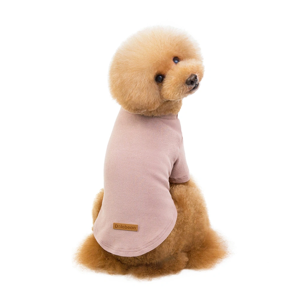 Pet Solid Color Shirt Pet Fashion Cotton Clothes Pet Leisure Costume Teddy Undershirt Pajamas (Bean Paste Pink, Size M)