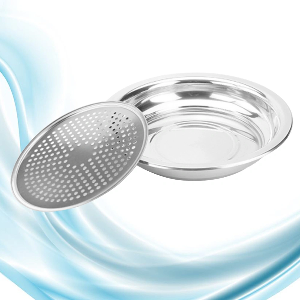 Stainless Steel Dumpling Dish Multifunction Round Double Layer Disk Steamed Tray Draining Plate