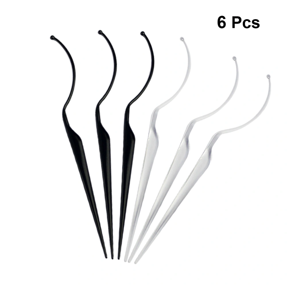 6Pcs Fake Eyelash Display Rack Fake Eyelashes Wearing Aid Tool Eyelash Grafting Tool Black (Transparent, Black for Each 3Pcs)