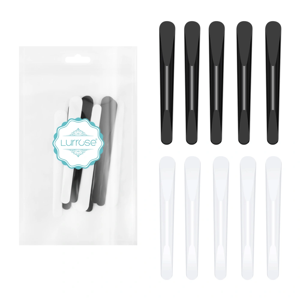 Lurrose 10pcs Makeup Frosted Tip Spatula Cosmetic Mask Spatula for Mixing and Sampling Facial Mask White and Black