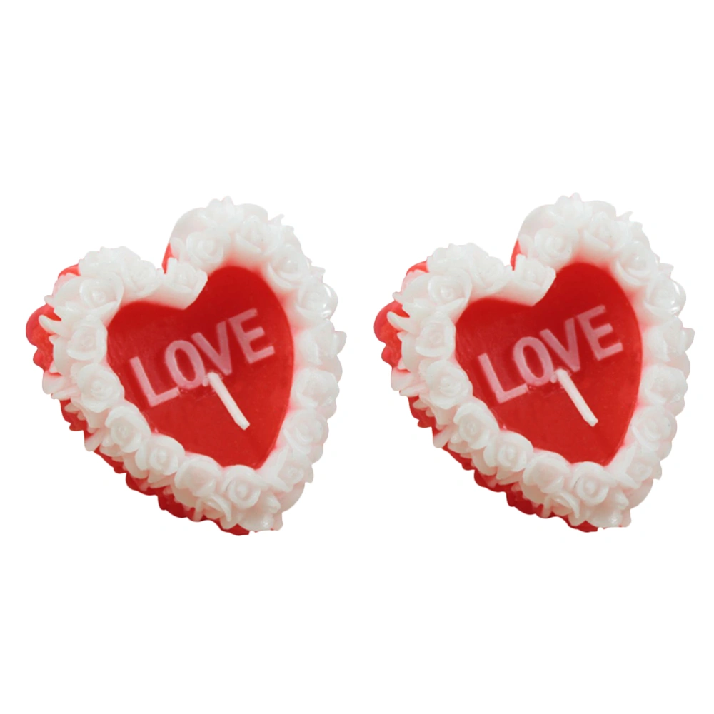 2pcs Heart Shaped Red Candle Romantic Dinner Candle Home Table Party Decoration