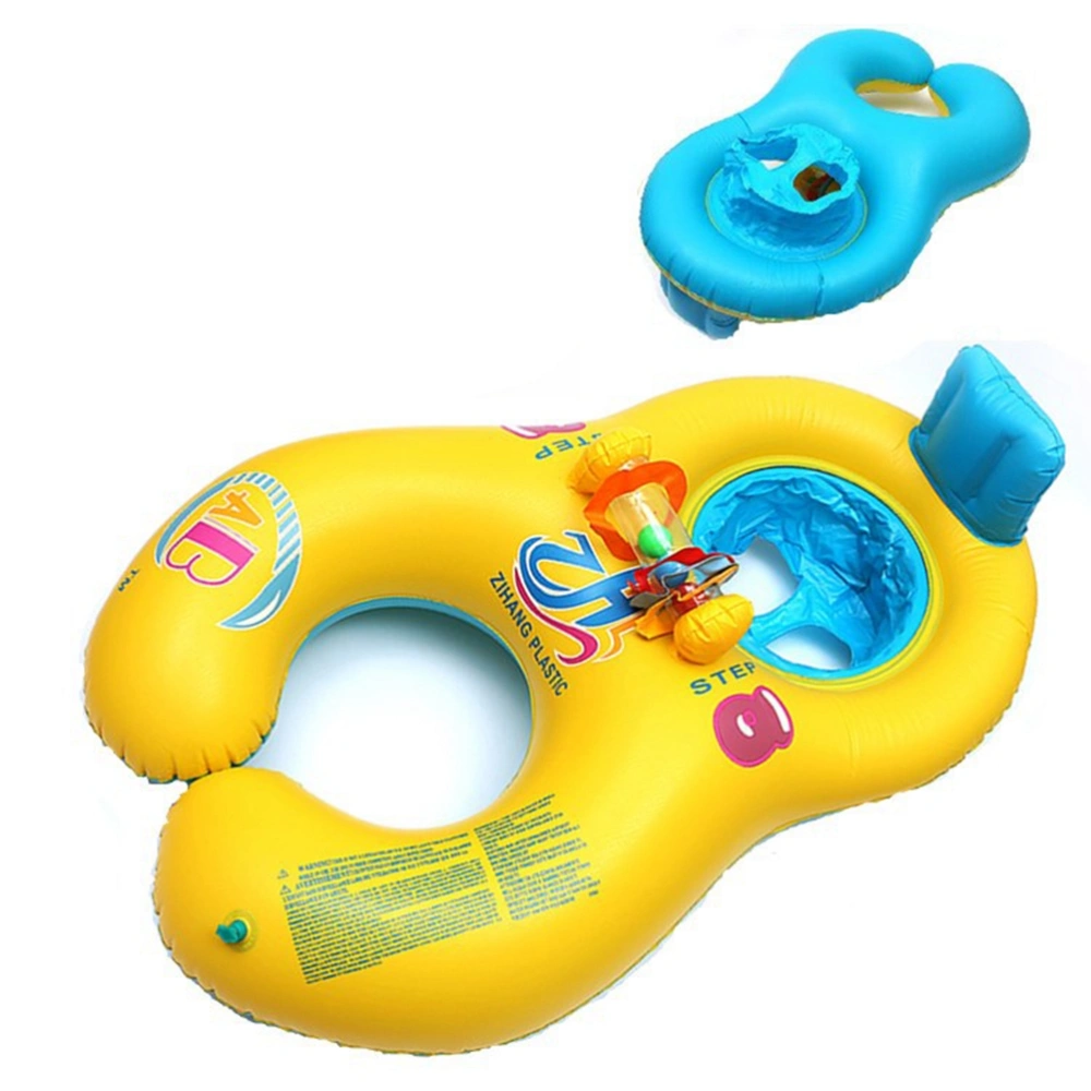 Baby Swimming Pool Floating Inflatable Swimming Pool Swimming Ring Children Chair Seat Floating Parent and Baby Cartoon Pattern(Yellow)