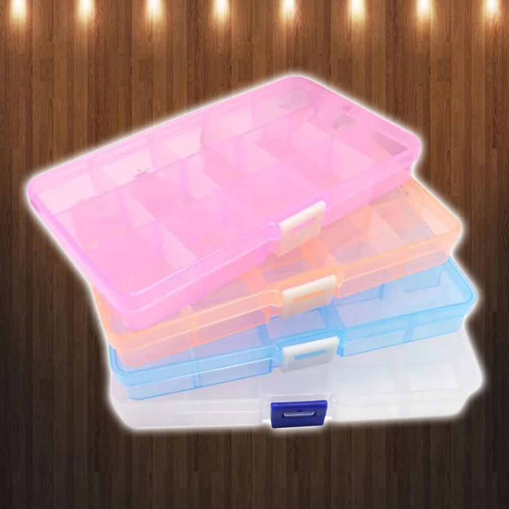 4pcs Grid Transparent Plastic Box Jewelry Storage Box Accessories Pill Cases