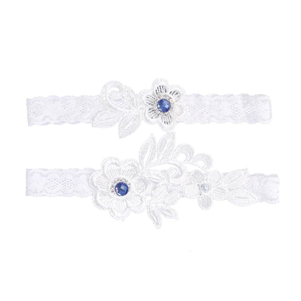 1 Pair Western Wedding Bride Garter Lace Rhinestone Bridal Foot Decor Floral Ornaments