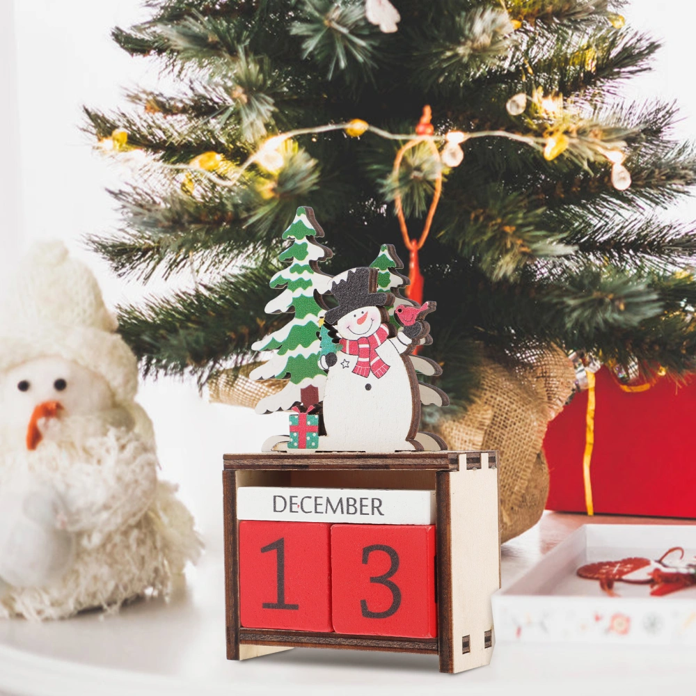 Christmas Calendar Snowman Wooden Calendar Desktop Calendar Christmas Gift