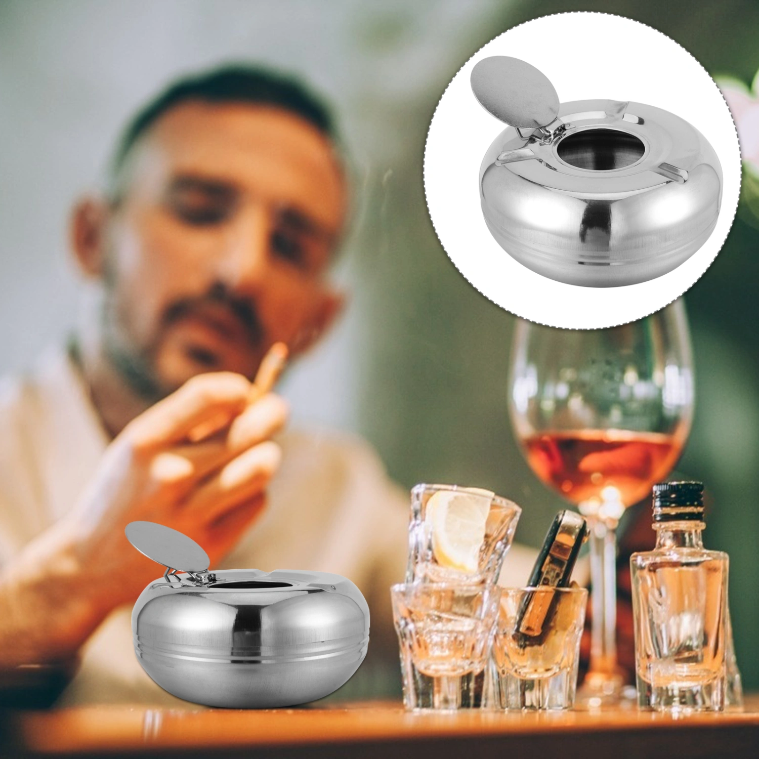 Outdoor Ash Container Stainless Steel Ashtray Metal Ashtray Cigarette Ash Tray