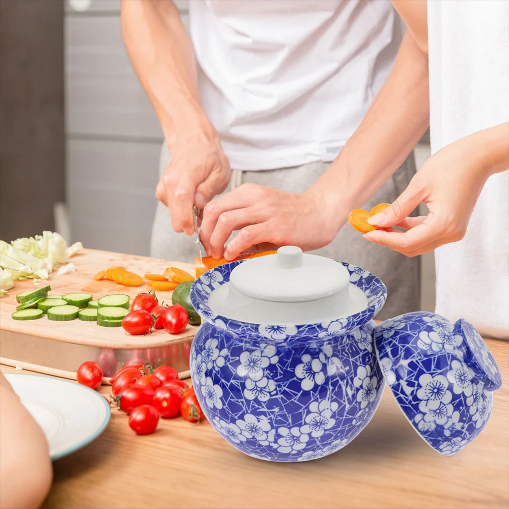 Household Pickles Sealing Can Ceramic Container Kimchi Jar Kitchen Supply