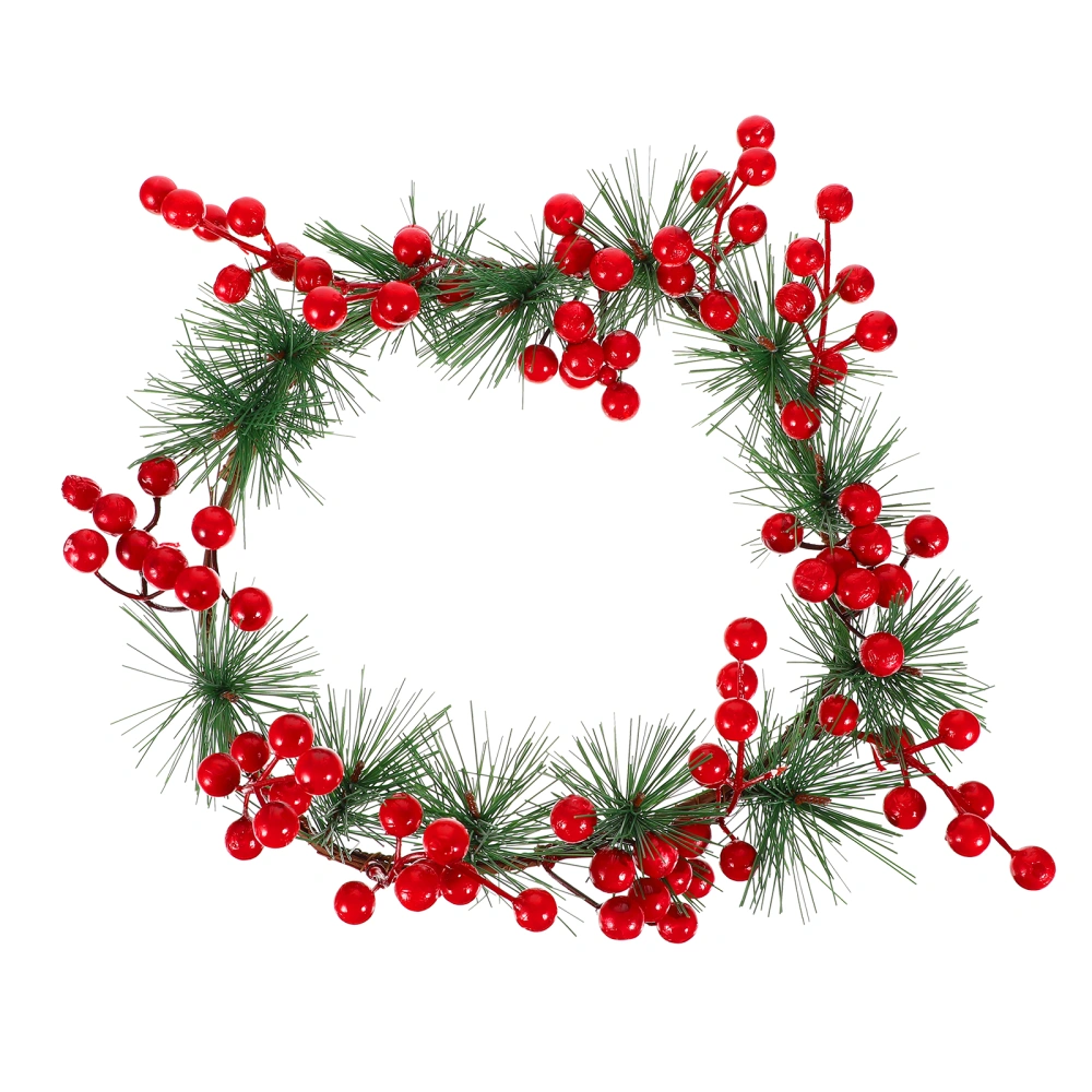 1pc Christmas Hanging Wreath Artificial Red Berries Wreath Party Decoration