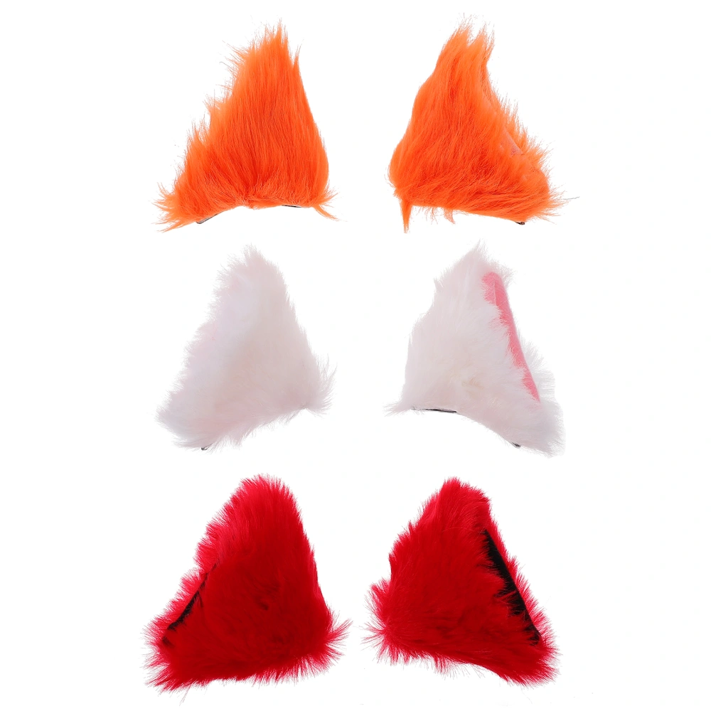 3 Pairs Cosplay Fancy Cat Ears Hair Clip Adorable Plush Cat Ear Hair Pin