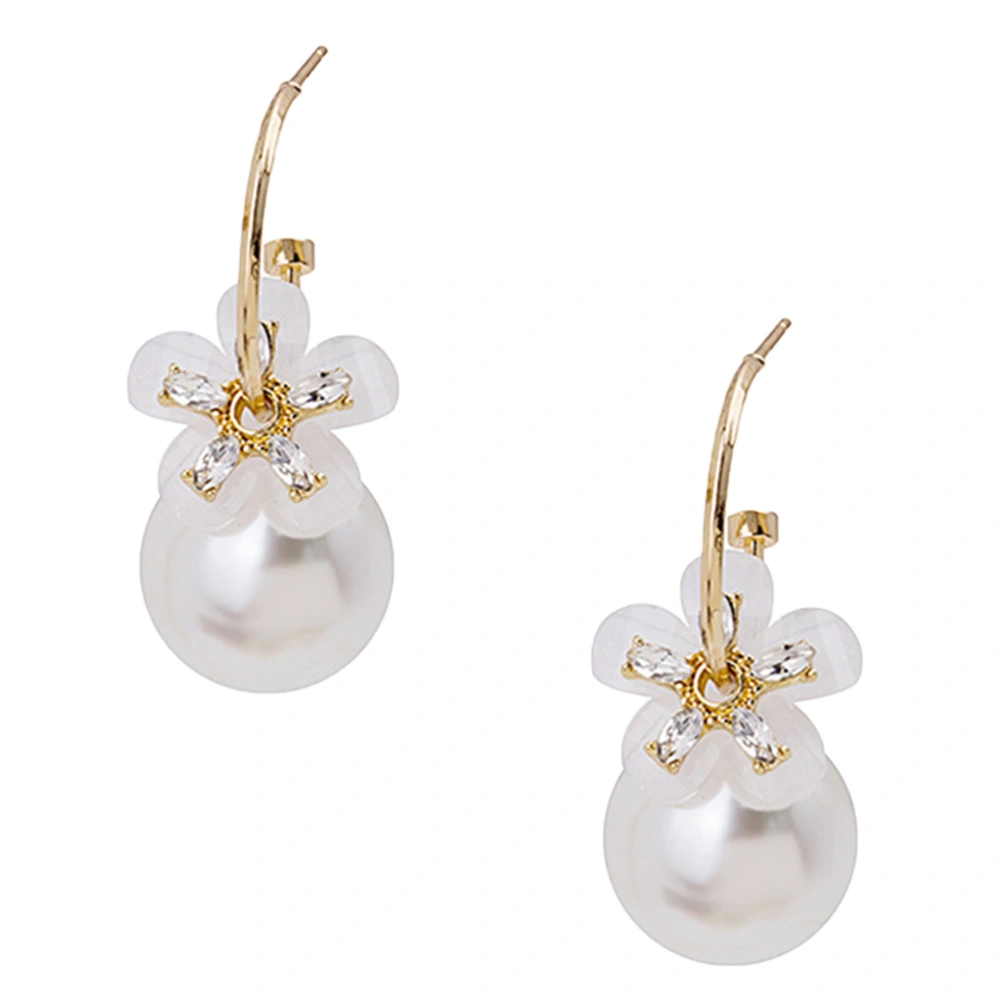 1Pair Flower Shaped Pearl Earrings Creative Versatile Ear Studs Women Eardrops