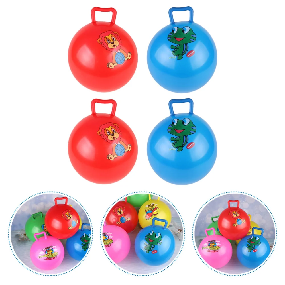 4Pcs Kids Inflatable Balls Jumping Balls Cartoon Pattern Hopper Balls (Random Pattern)