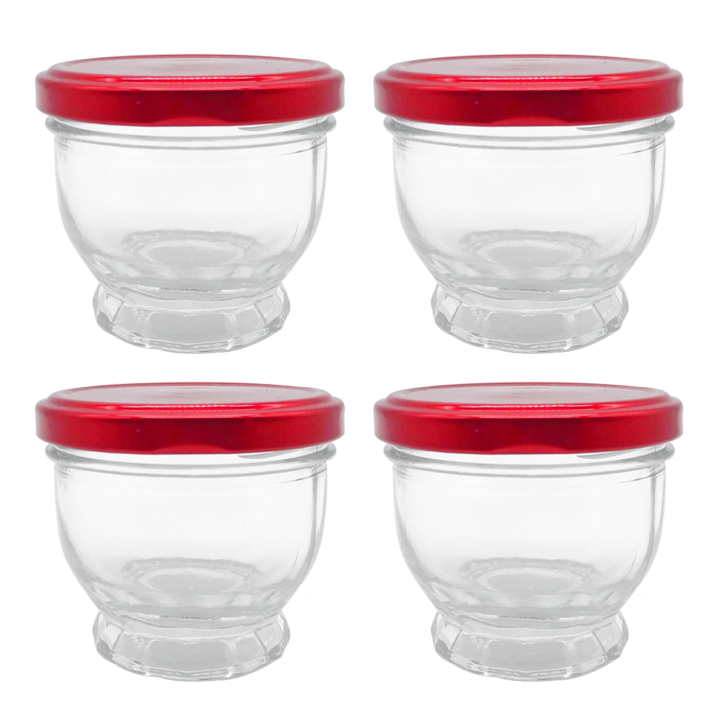 4pcs Unique Glass Cup Transparent Yogurt Drinking Cup Simple Pudding Milk Cup for Home Kitchen Restaurant (100ml)