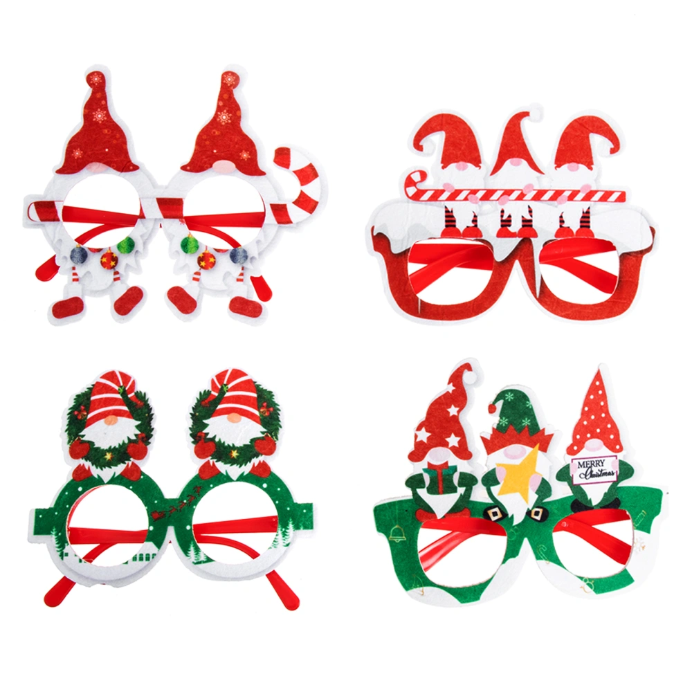 4Pcs Christmas Felt Glasses Party Decorative Glasses Photo Prop Christmas Decor