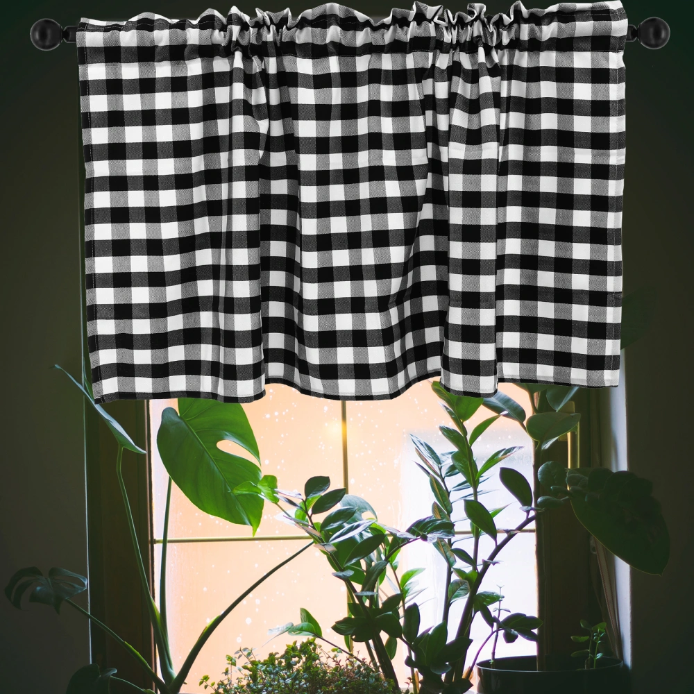 Buffalo Plaid Valance Curtain Black and White Checkered Curtain Kitchen Curtain