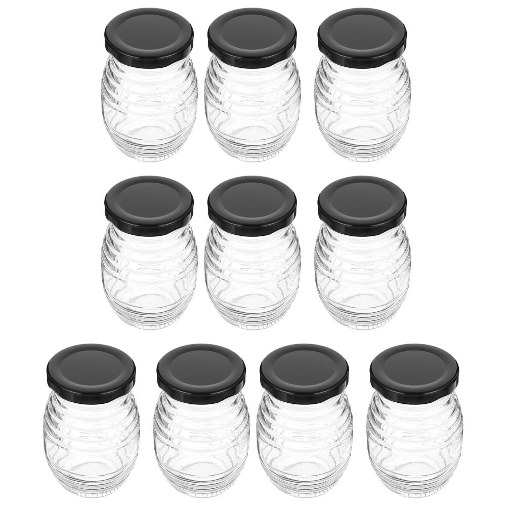 10Pcs Transparent Honey Bottles Honey Sealed Jars with Lids Glass Sealed Bottles