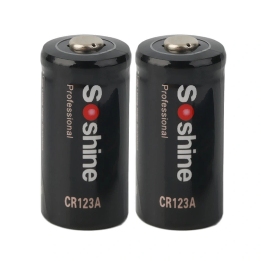 2pcs CR123A Lithium Battery 3.0V 1600mAh Li-ion Battery for Flashlights Camera (Black)