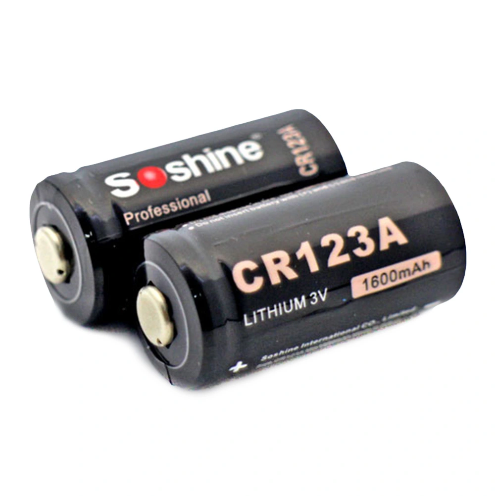 2pcs CR123A Lithium Battery 3.0V 1600mAh Li-ion Battery for Flashlights Camera (Black)