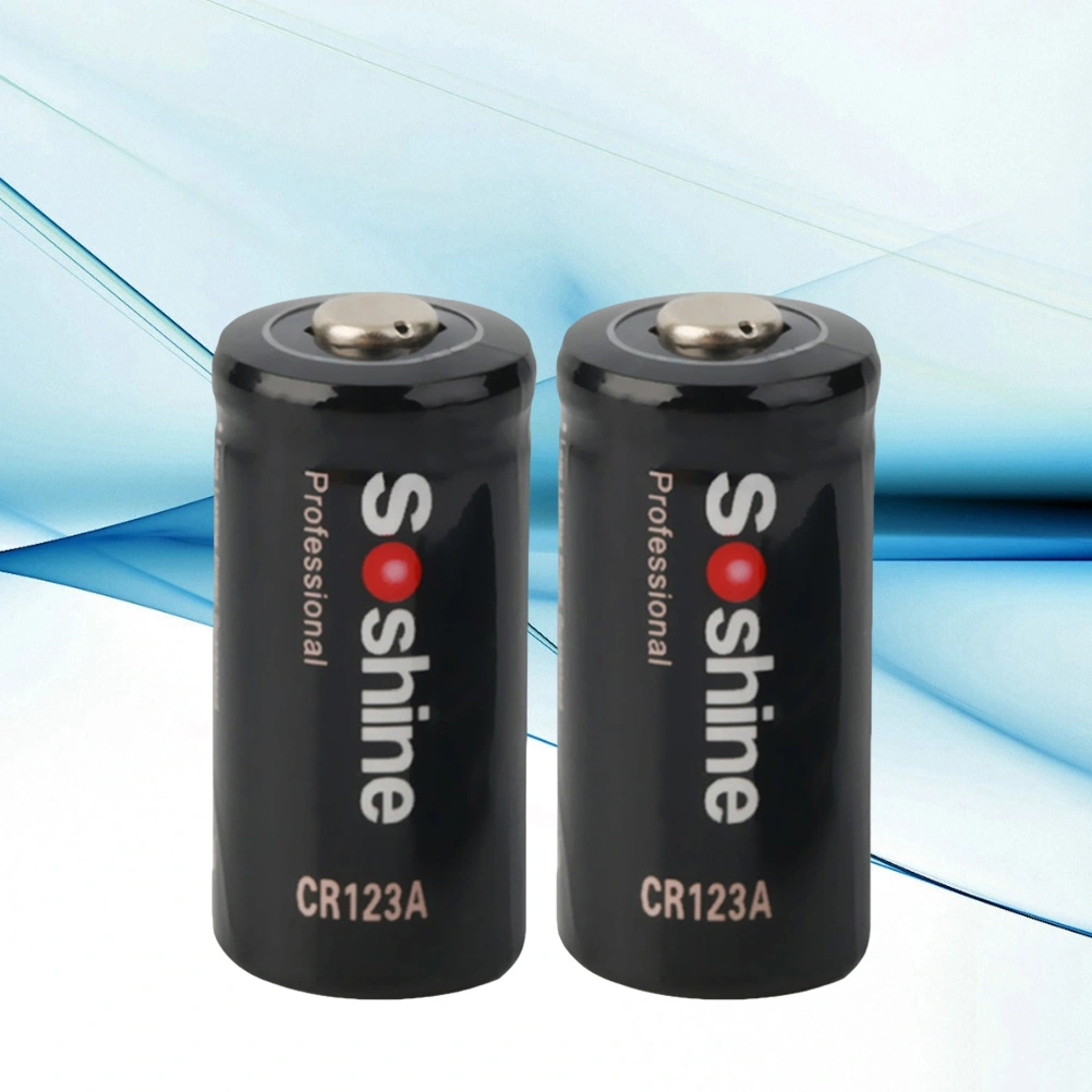 2pcs CR123A Lithium Battery 3.0V 1600mAh Li-ion Battery for Flashlights Camera (Black)
