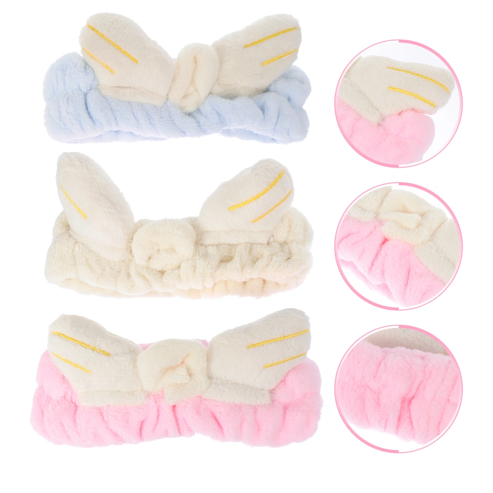 3Pcs Angel Headbands Comfortable Plush Headbands Face Washing Use Hair Bands