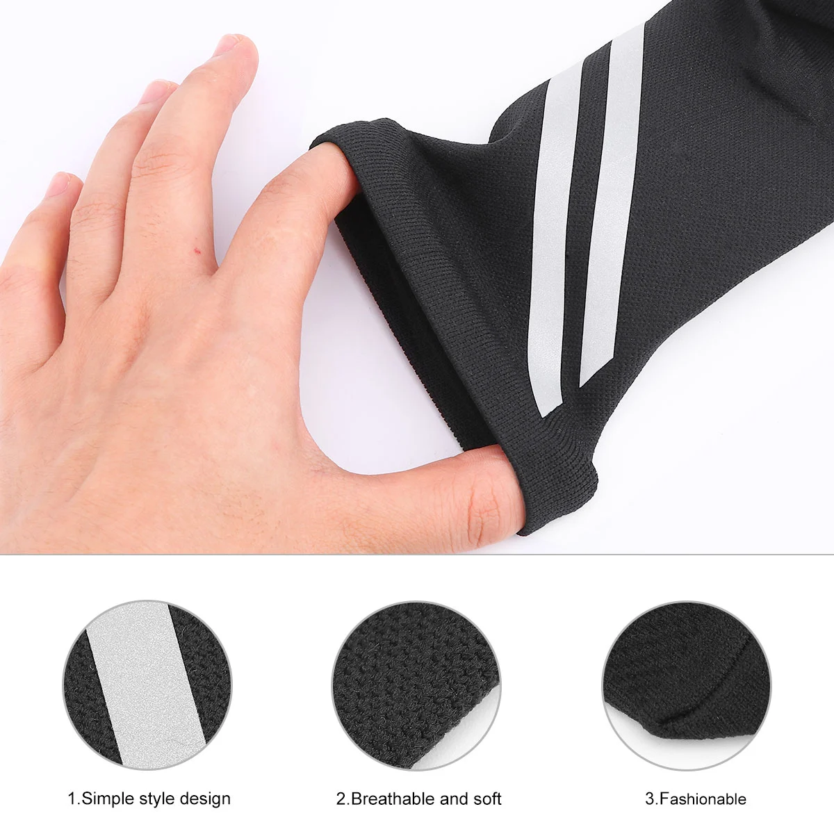 Hygroscopic and Sweat Releasing Sports Socks Reflective Cycling Socks for Men Women (Black)