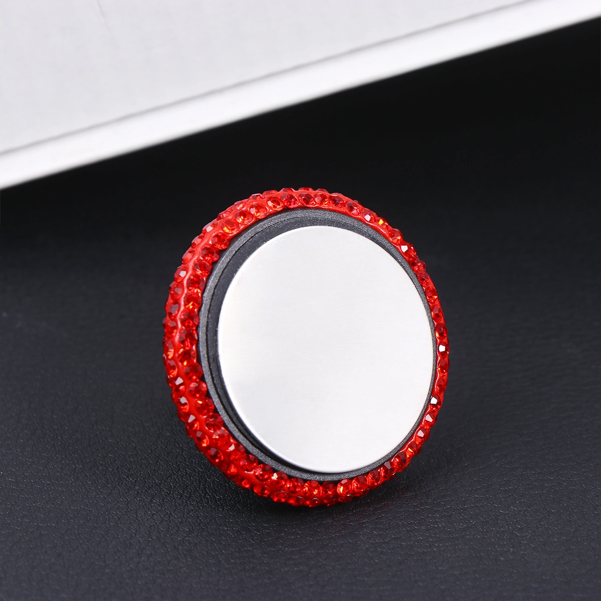 Air Vent Phone Holder Magnetic Suction Rhinestone Phone Stand Accessory for Car Use (Red)