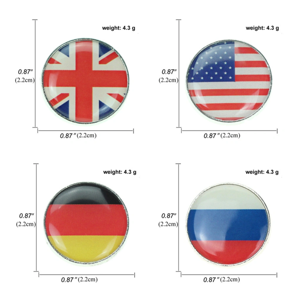 5PCS National Flag Alloy Clips Creative Flag Brooch Decorative Brooch for Collar Dress Clothes (America)