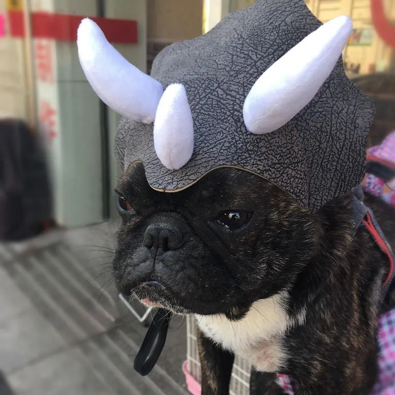 Pet Cosplay Hat Triceratops Hat Dinosaur Headgear Hat Dog Adjustable Buckle Costume Festival