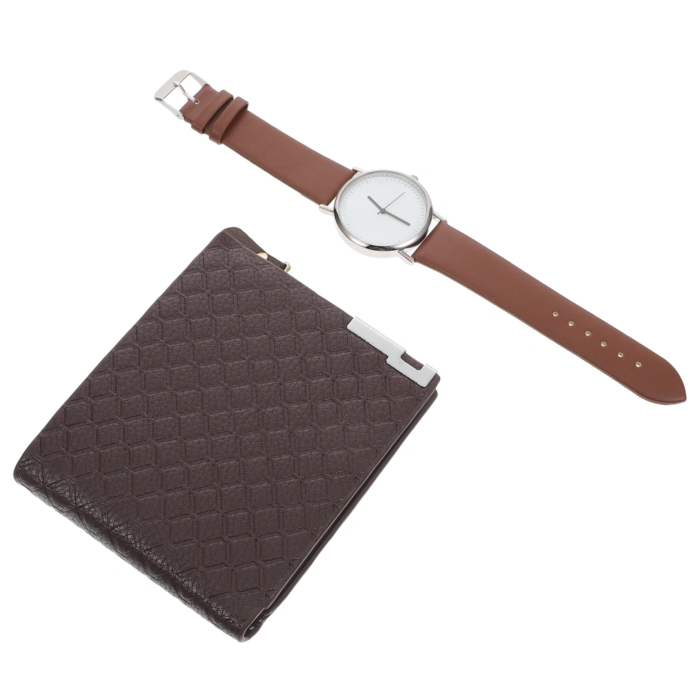 1 Set Men's Watch and Wallet Set Personality Men Wrist Watch and Wallet Kit