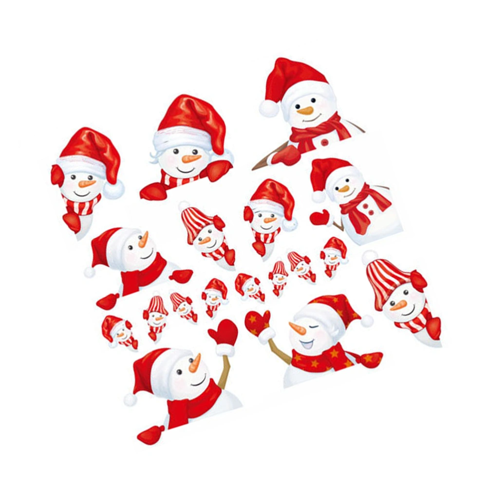 1PC Christmas Decorative Wall Stickers Snowman Design Wall Decal Cartoon Glass Stickers Removable Window Stickers (FG206)