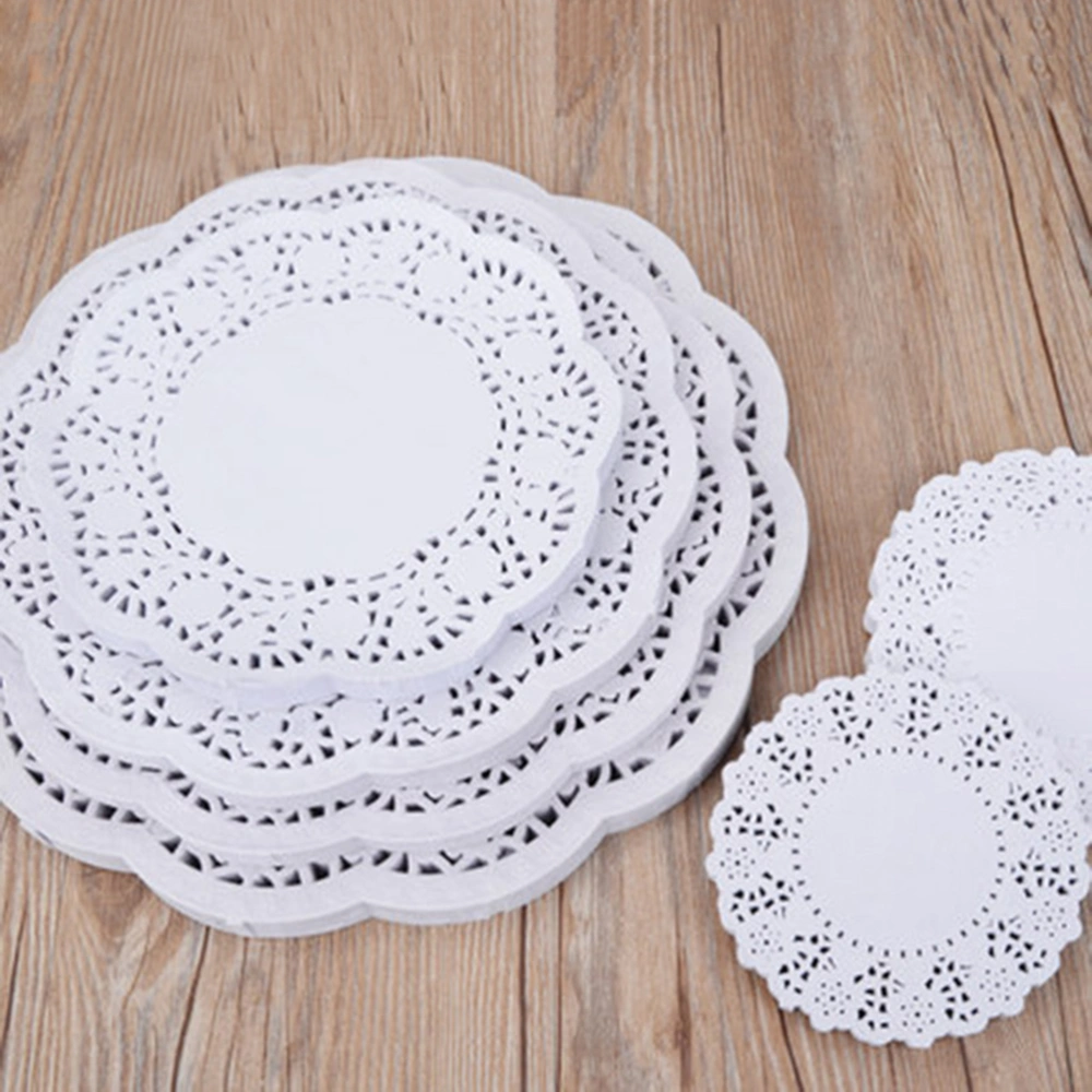 100pcs Disposable Oil-absorbing White Lace Paper Doilies Cake Box Liner Packaging Paper Pad 6.5"