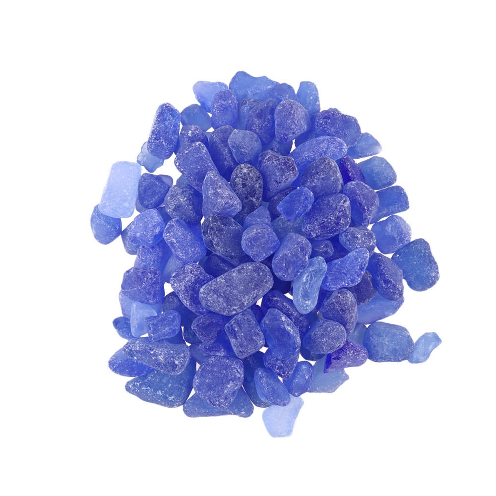 1 Pack of Natural Glass Rocks Chips Stone Irregular Shape Crystal Pebbles Home Indoor Fish Tank Flowerpot Gravel Ornament Stone (Blue, About 500g)