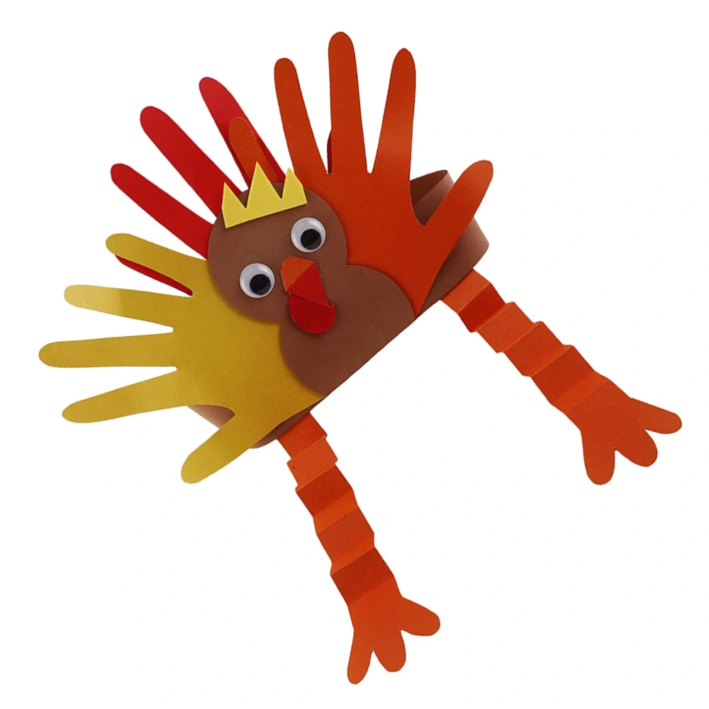 Kids Turkey Hat Educational Accessory Elastic DIY Handmade Craft Thanksgiving Decoration