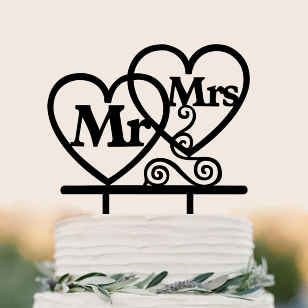 Hearts Mr and Mrs Cake Topper Wedding Party Cake Decoration Acrylic Cake Topper for Wedding Engagement Party