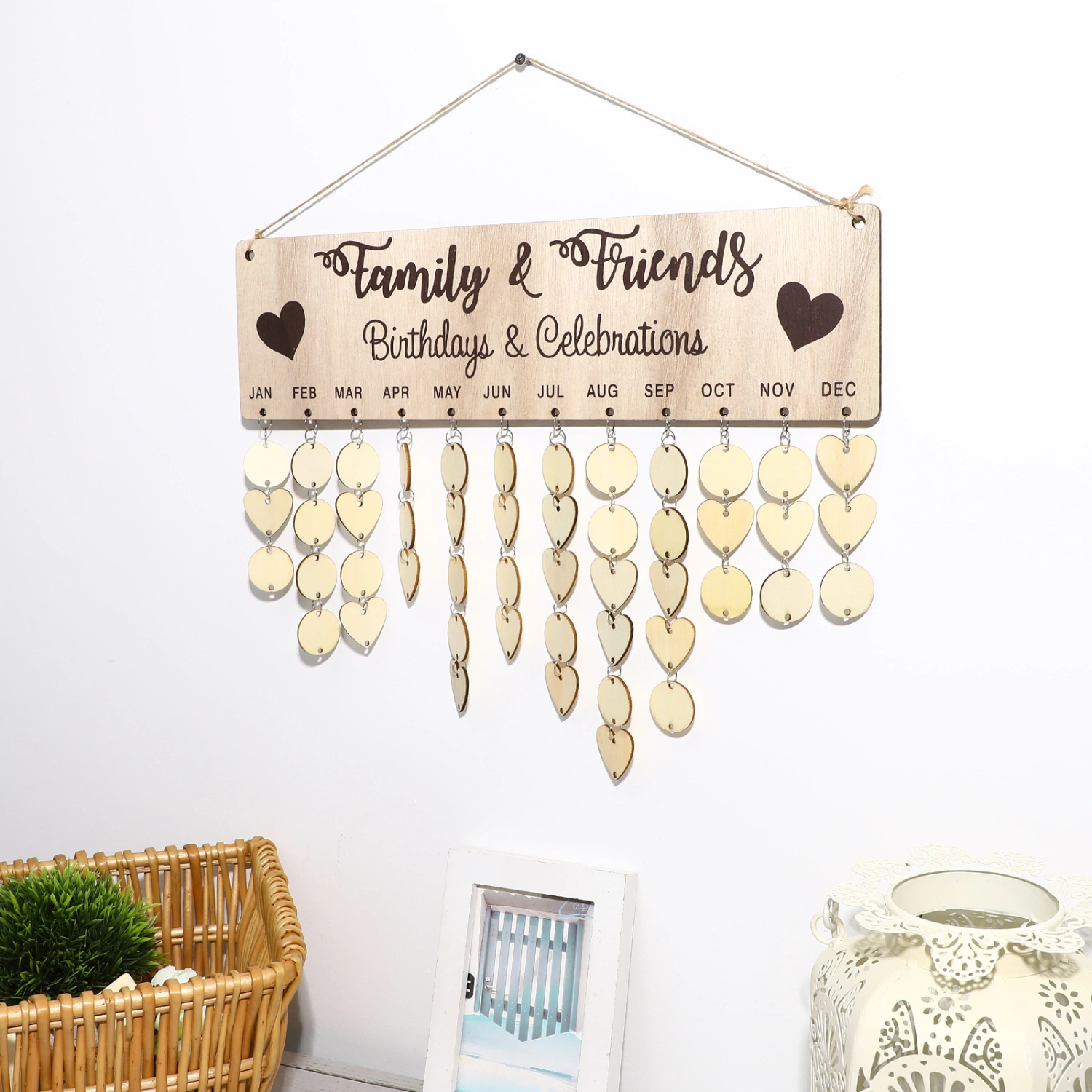 1 Set Birthday Anniversary Reminder Board Home DIY Calendar Wall Reminder Plaque Hanging Date Calendar