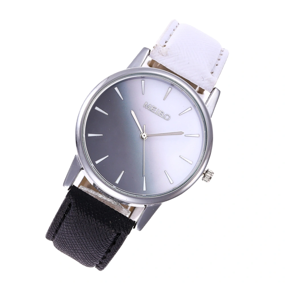 Stylish Candy Gradient Ramp Wristwatch Casual Quartz Watch for Students Girls (White Black)