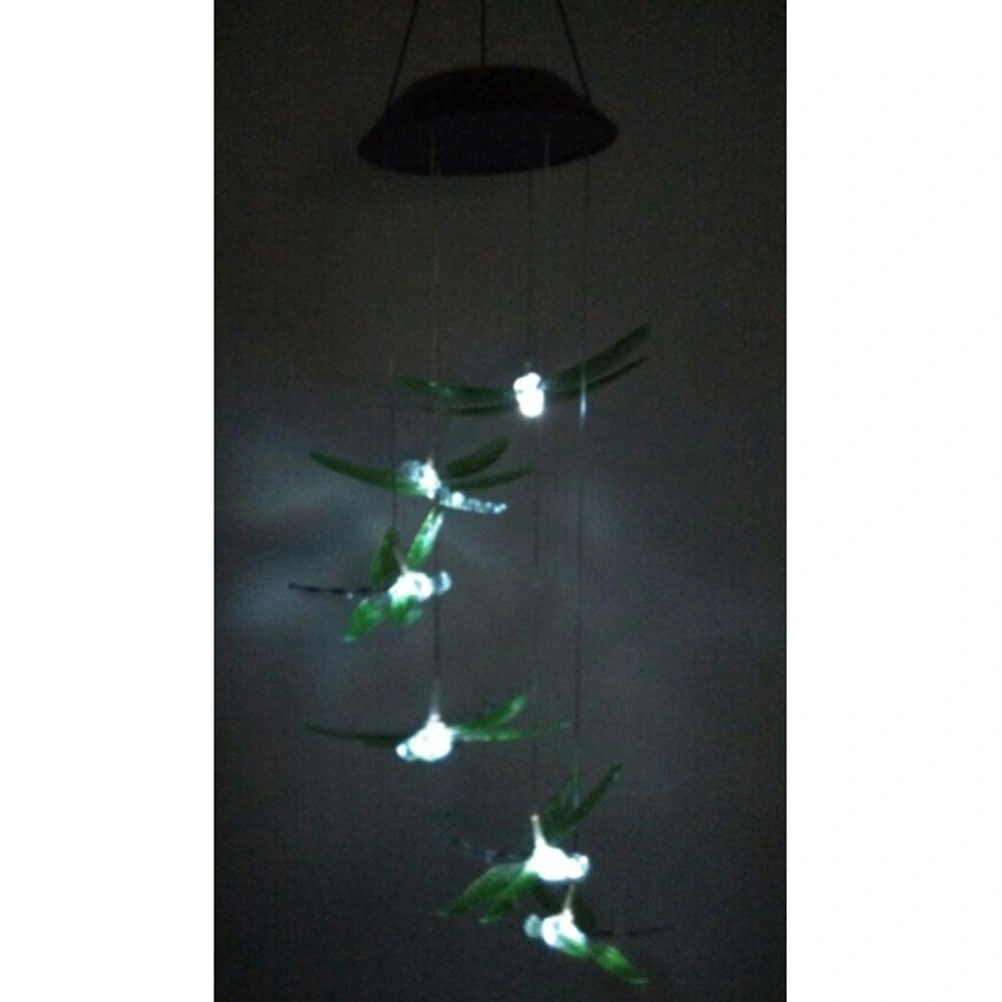 Solar Mobile LED Light Color Changing Wind Chimes Dragonfly Pendant Aeolian Bell Yard Garden Wind Chimes Lamp Accessories Home Decor (Random Color)