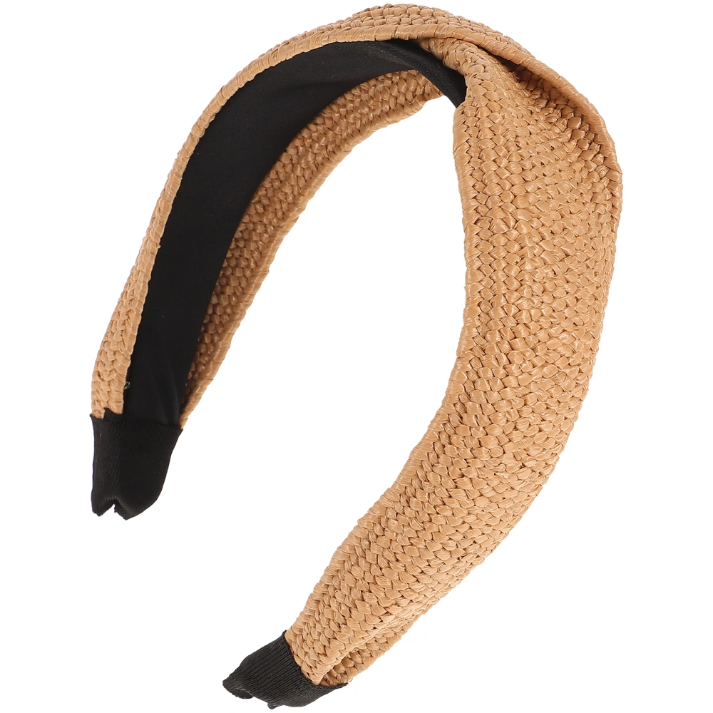 Woven Headband Simple Hair Hoops Knit Knotted Hair Band Hair Loop Hair Accessories for Ladies Women Girls Straw Cross Style